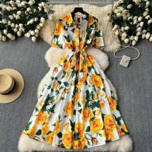 Vestido Floral Feminino com Cintura Marcada